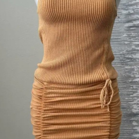 Free People, Katya Thermal Mini Bodycon Dress, XS, Color: GOLDEN YELLOW, NWT/NEW - Picture 1 of 9
